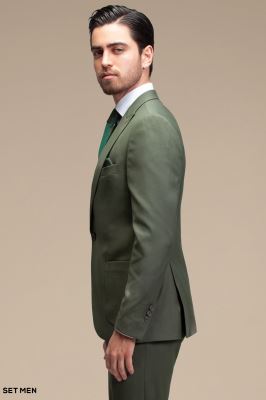 کت و شلوار مردانه یقه بلیزر یک دکمه دو چاک