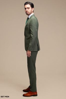 کت و شلوار مردانه یقه بلیزر یک دکمه دو چاک