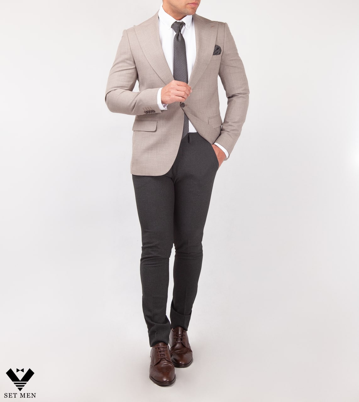 کت تک یقه بلیزر دوچاک تک دکمه