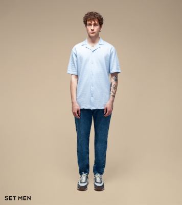 پیراهن بافت ریزآستین کوتاه یقه انگلیسی