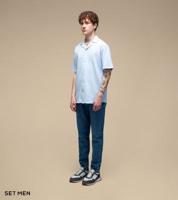 پیراهن بافت ریزآستین کوتاه یقه انگلیسی