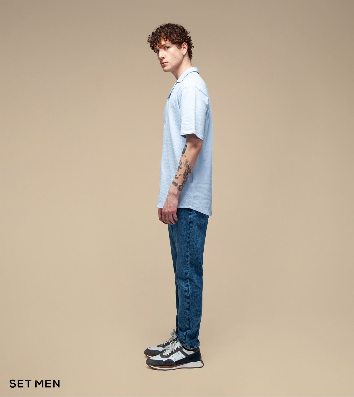 پیراهن بافت ریزآستین کوتاه یقه انگلیسی