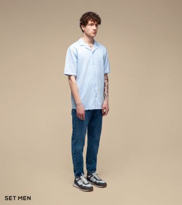 پیراهن بافت ریزآستین کوتاه یقه انگلیسی