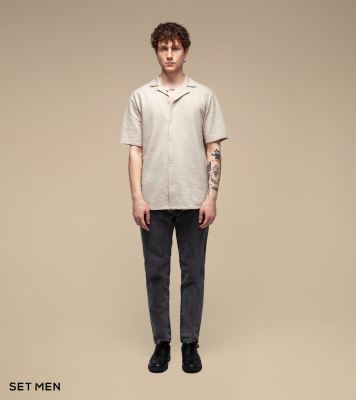 پیراهن بافت ریزآستین کوتاه یقه انگلیسی