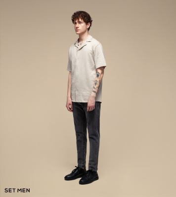 پیراهن بافت ریزآستین کوتاه یقه انگلیسی