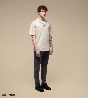 پیراهن بافت ریزآستین کوتاه یقه انگلیسی