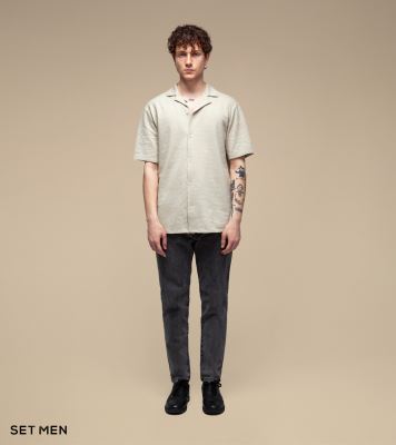 پیراهن بافت ریزآستین کوتاه یقه انگلیسی