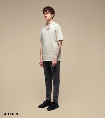 پیراهن بافت ریزآستین کوتاه یقه انگلیسی