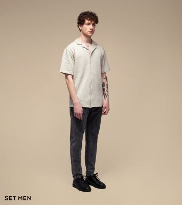 پیراهن بافت ریزآستین کوتاه یقه انگلیسی