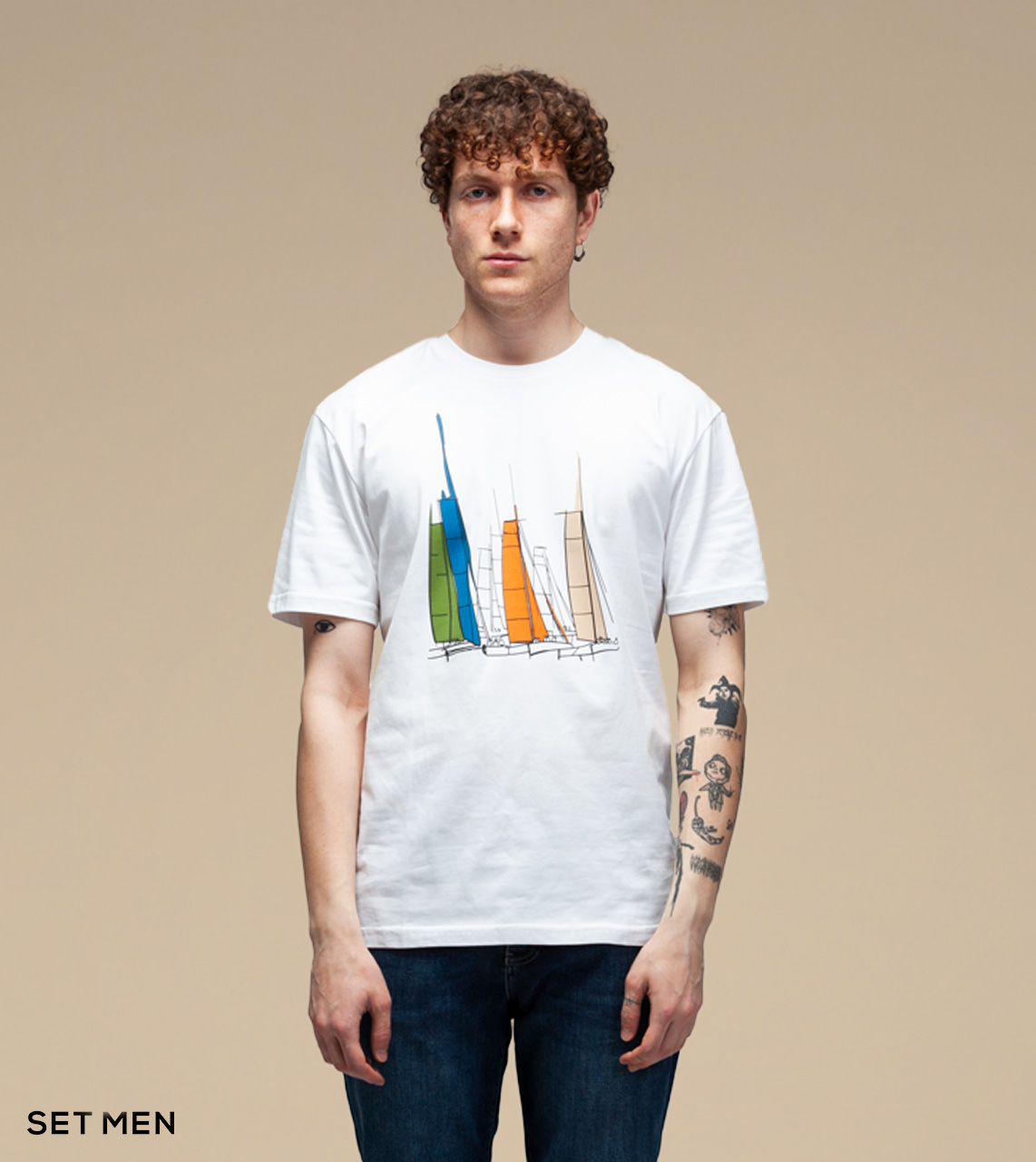 تیشرت یقه گرد چاپی قایق