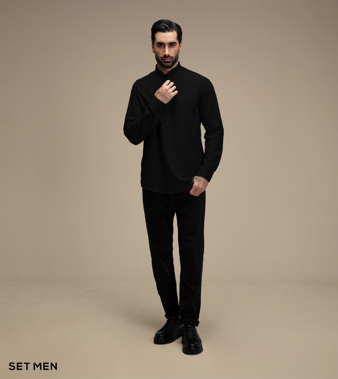 پیراهن لینن یقه فرنچ 