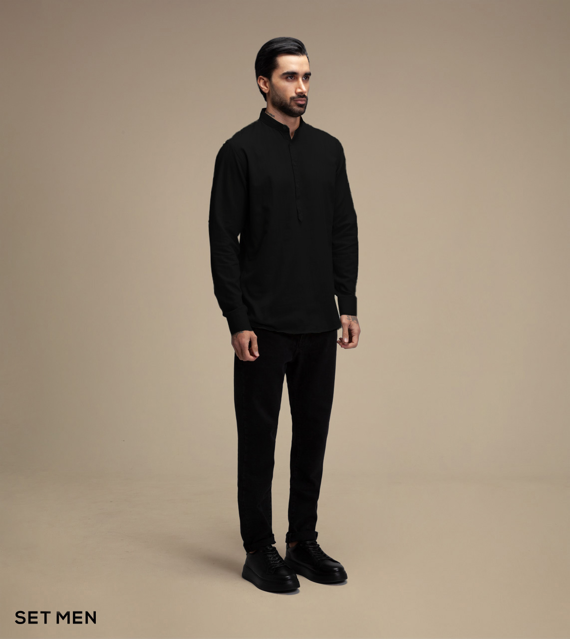 پیراهن لینن یقه فرنچ 