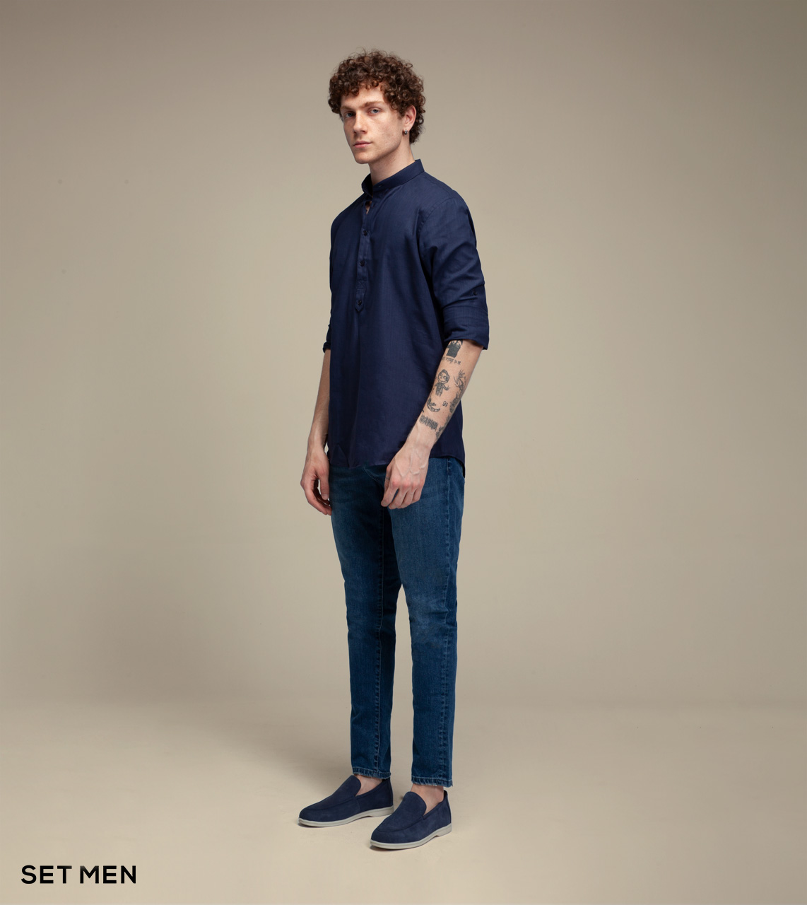 پیراهن لینن یقه فرنچ 