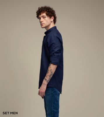 پیراهن لینن یقه فرنچ 