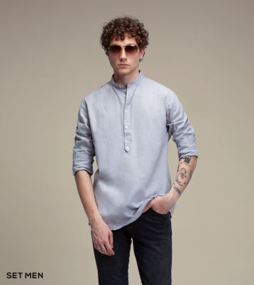 پیراهن لینن یقه فرنچ 