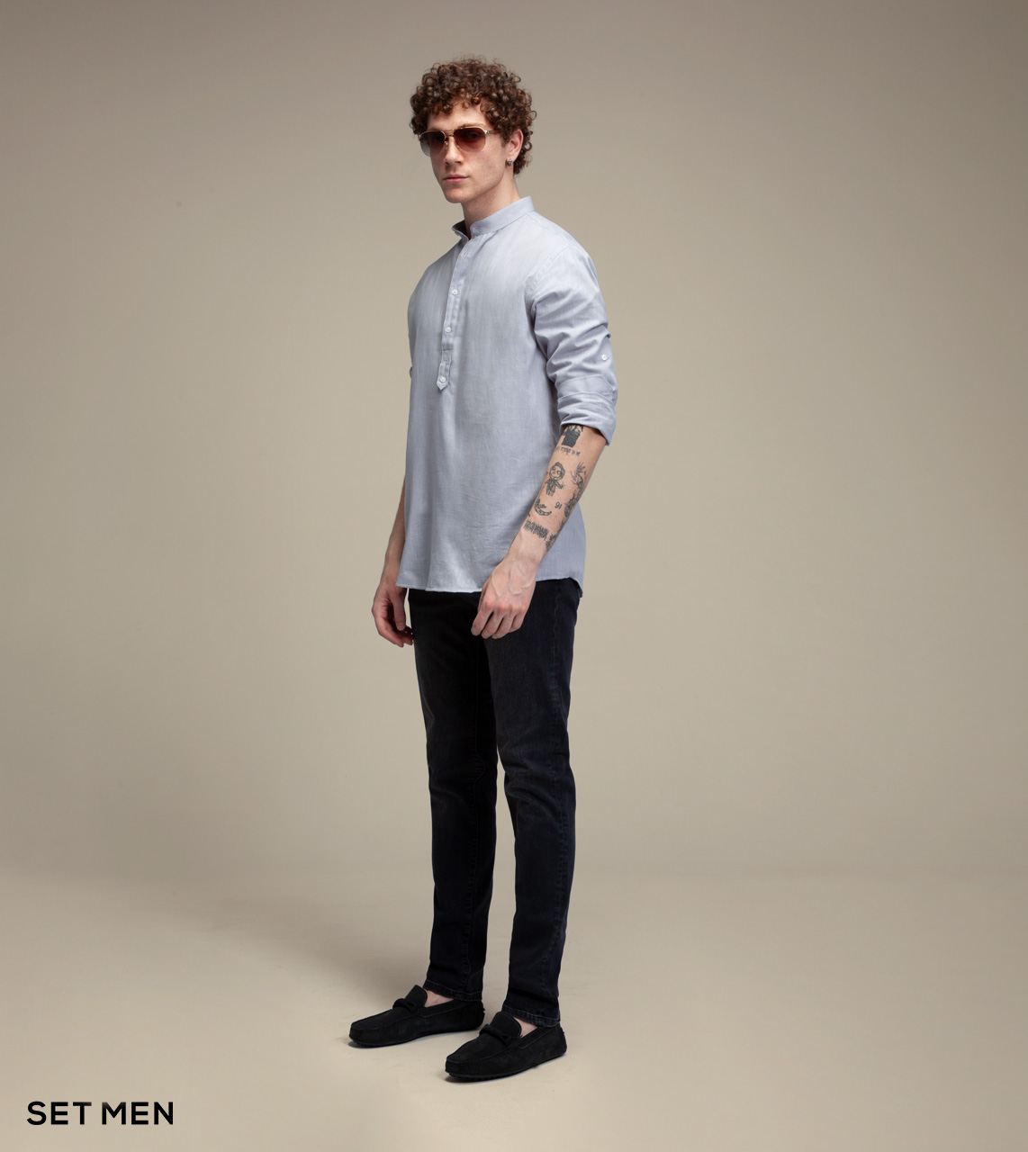 پیراهن لینن یقه فرنچ 