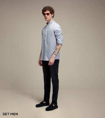 پیراهن لینن یقه فرنچ 