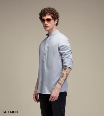 پیراهن لینن یقه فرنچ 