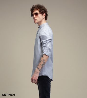 پیراهن لینن یقه فرنچ 