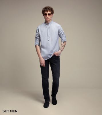 پیراهن لینن یقه فرنچ 