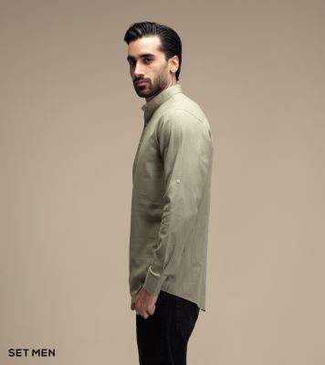 پیراهن لینن یقه فرنچ 