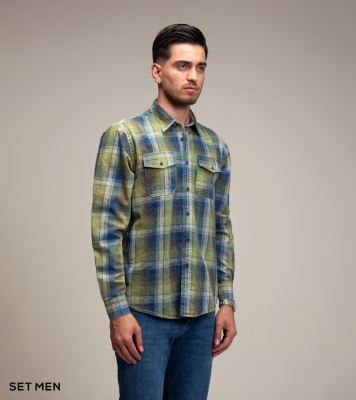 پیراهن چهارخانه جین شستی