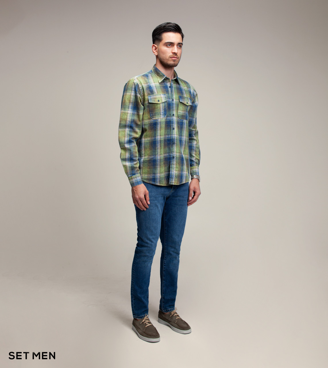 پیراهن چهارخانه جین شستی