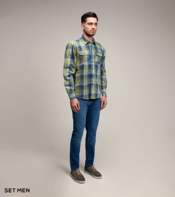 پیراهن چهارخانه جین شستی