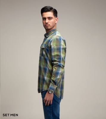 پیراهن چهارخانه جین شستی