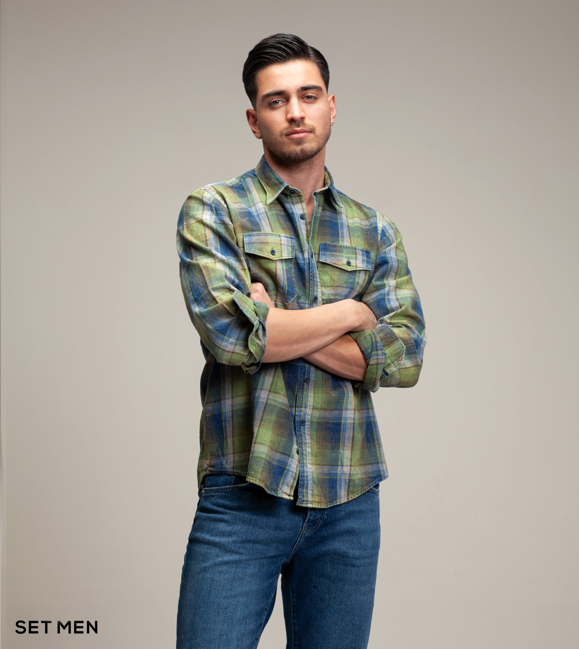 پیراهن چهارخانه جین شستی