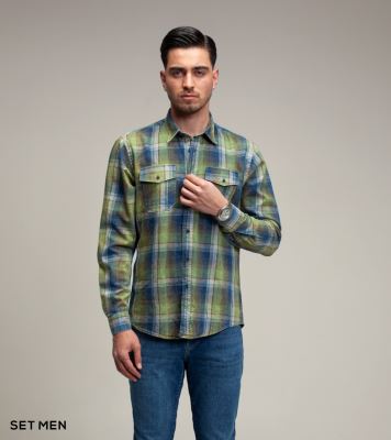 پیراهن چهارخانه جین شستی