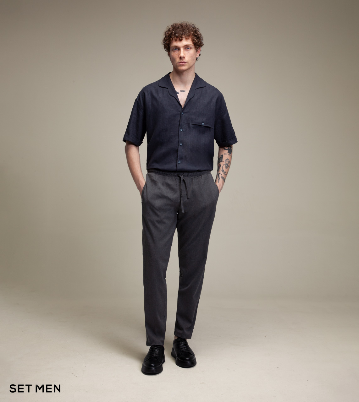 پیراهن لینن یقه آرشال