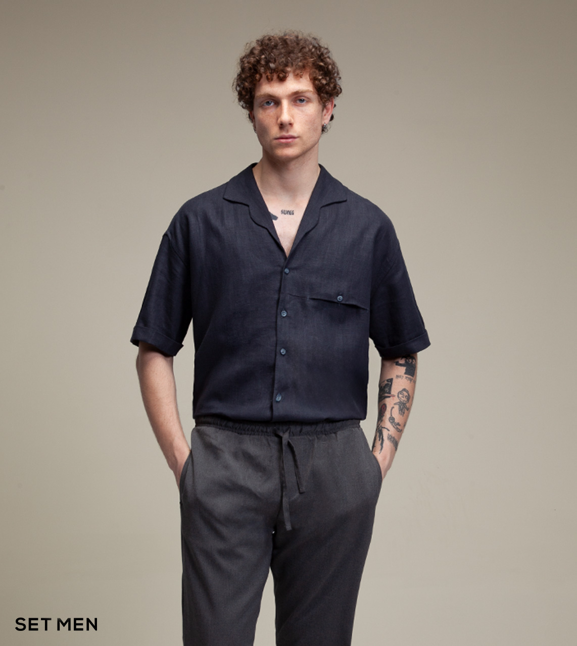 پیراهن لینن یقه آرشال