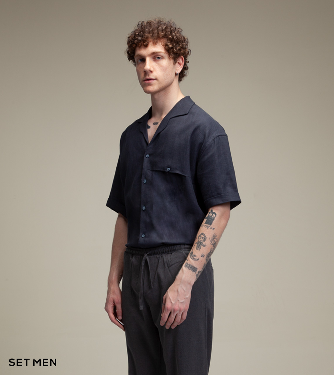 پیراهن لینن یقه آرشال