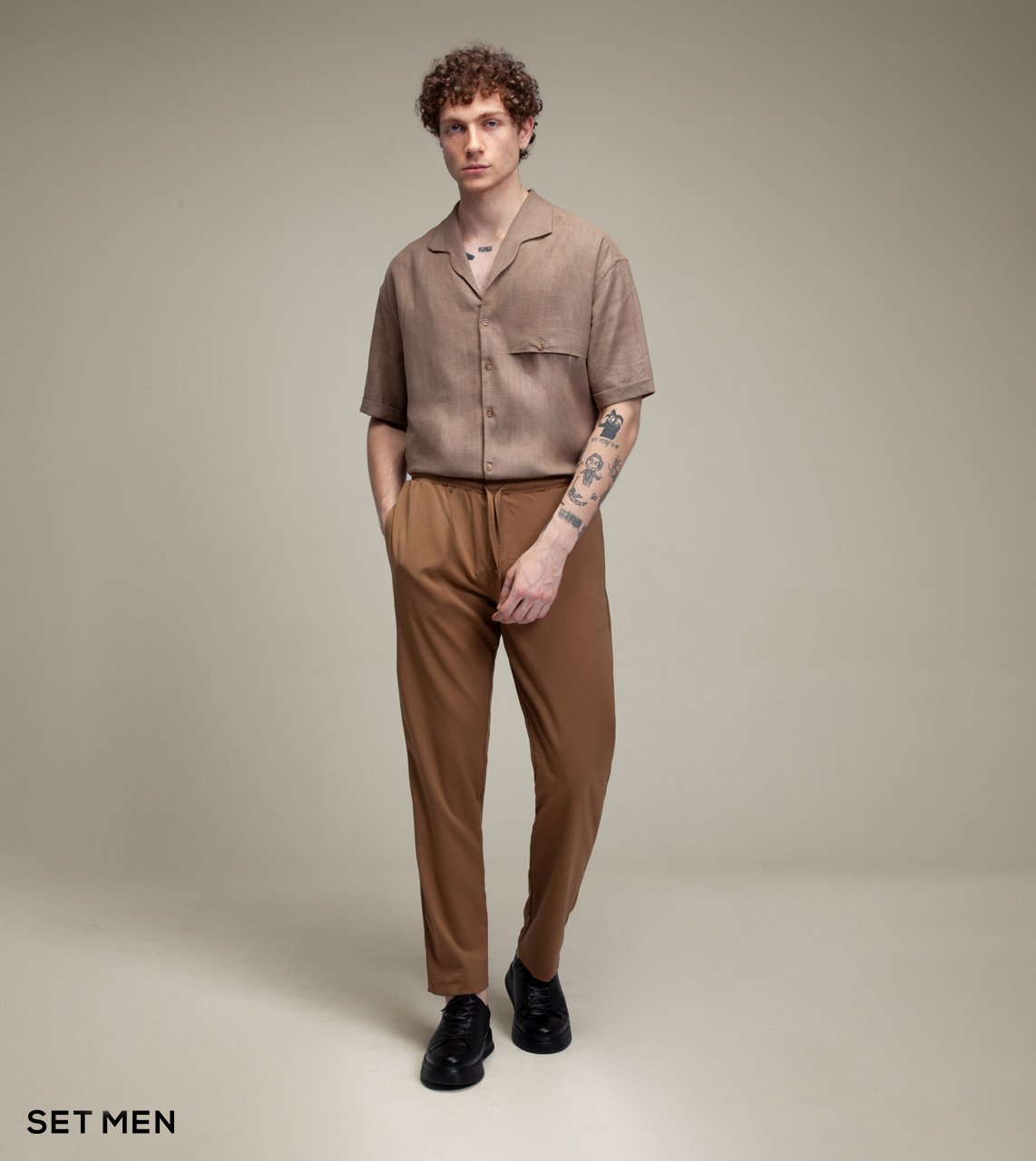 پیراهن لینن یقه آرشال