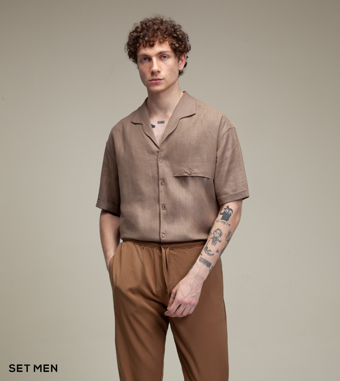 پیراهن لینن یقه آرشال