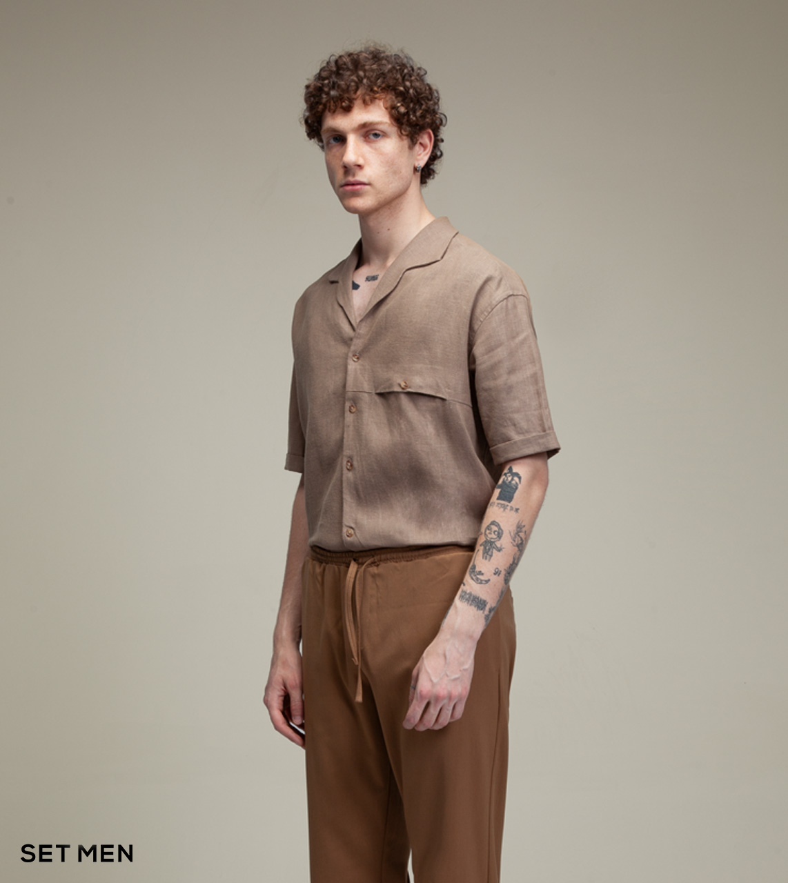 پیراهن لینن یقه آرشال