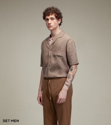 پیراهن لینن یقه آرشال