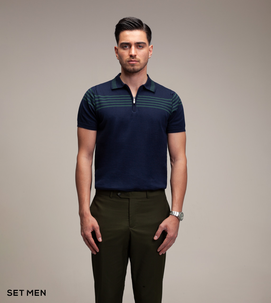 تیشرت نیم زیپ بافت