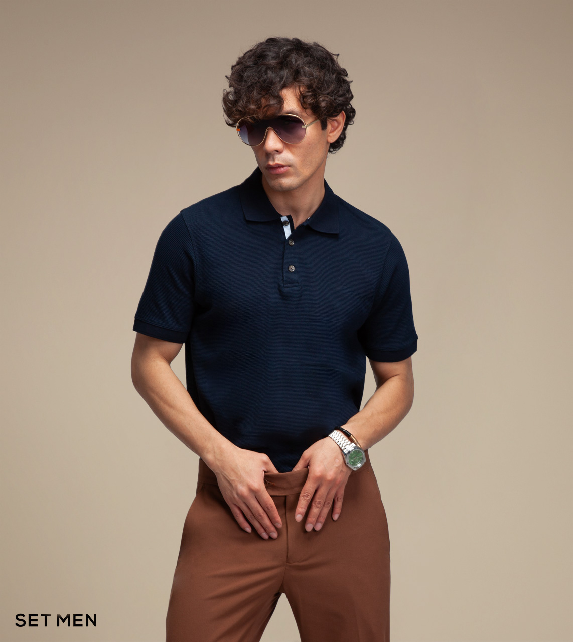 تیشرت یقه دار سوزنی