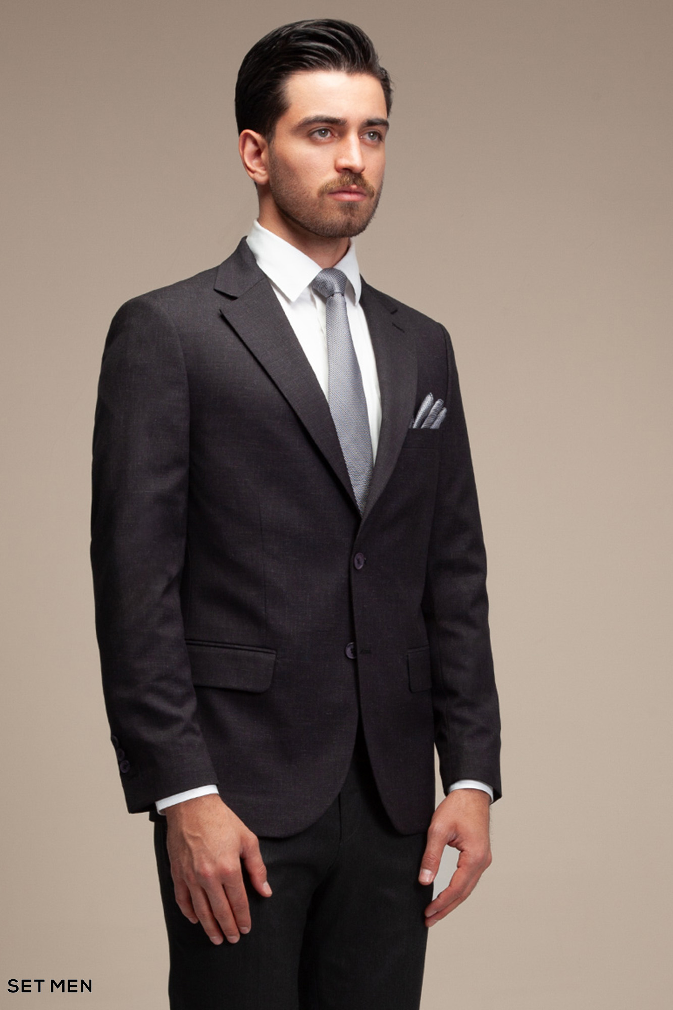 کت تک مردانه یقه انگلیسی نیم آستر دو دکمه دو چاک