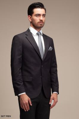 کت تک مردانه یقه انگلیسی نیم آستر دو دکمه دو چاک