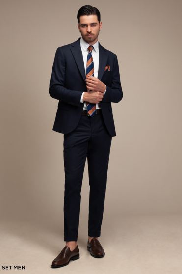 کت تک مردانه یقه انگلیسی نیم آستر دو دکمه دو چاک