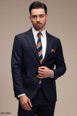 کت تک مردانه یقه انگلیسی نیم آستر دو دکمه دو چاک