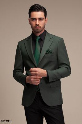 کت تک مردانه یقه انگلیسی نیم آستر دو دکمه دو چاک