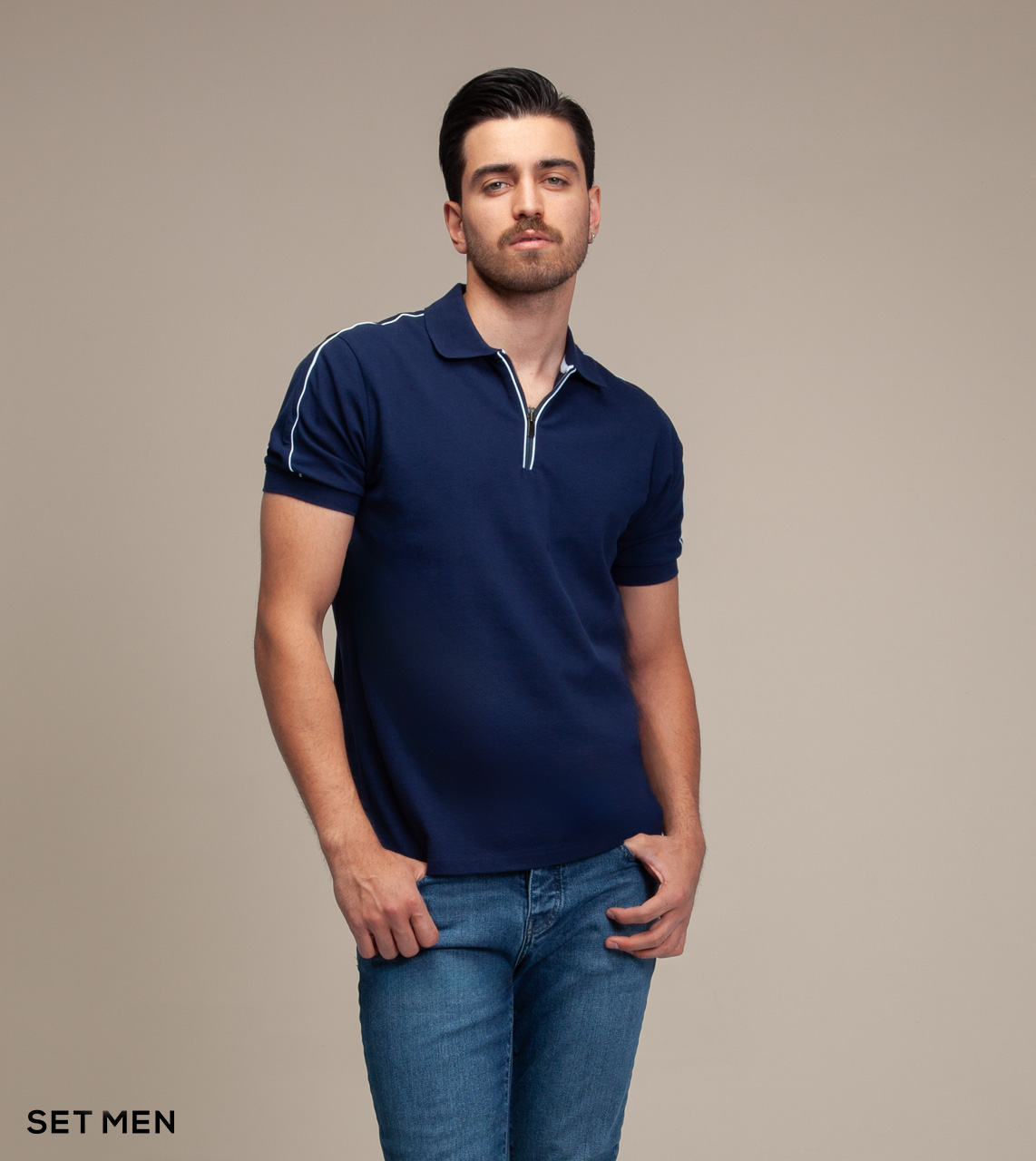 تیشرت یقه دار زیپی