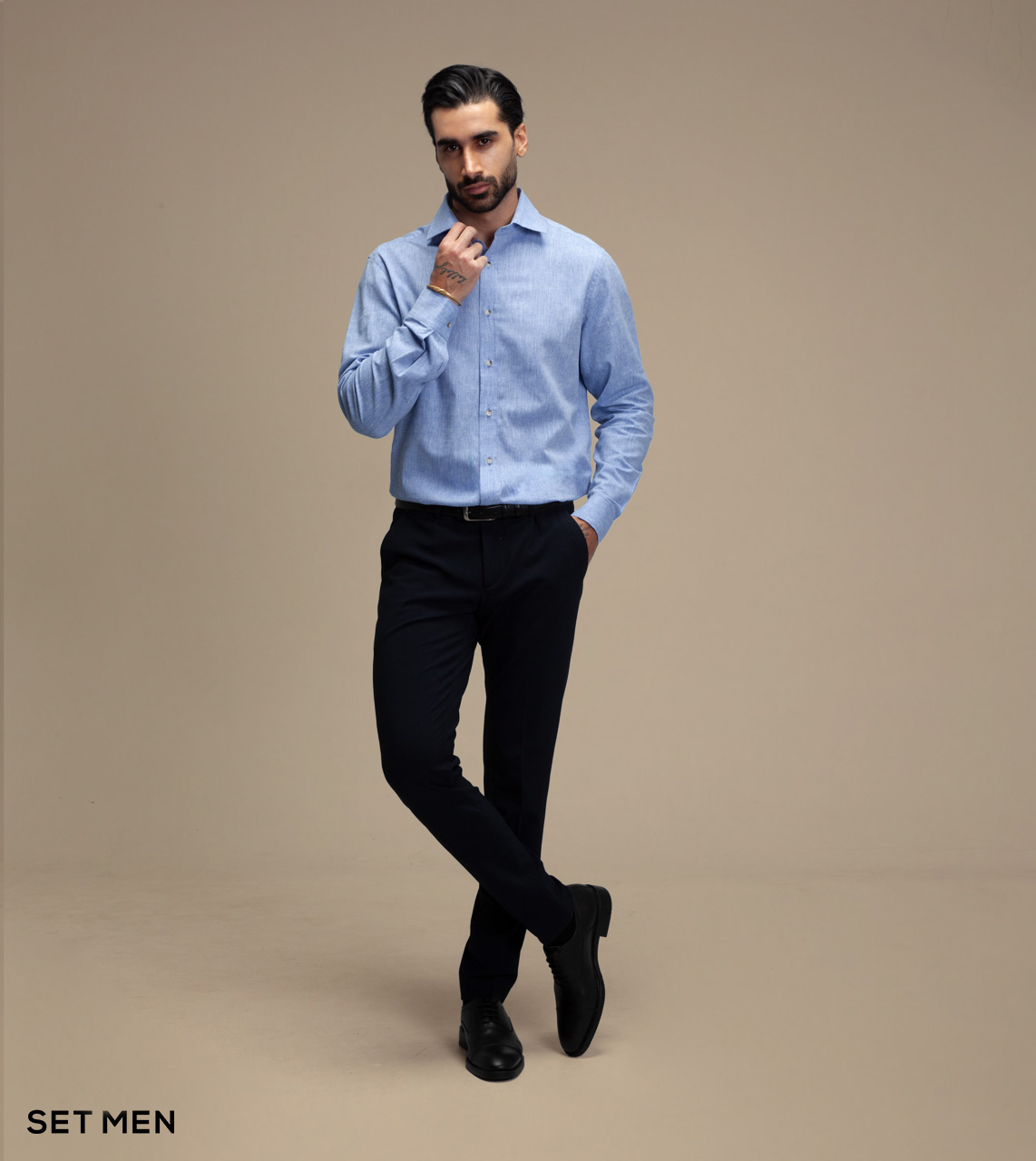 پیراهن مردانه لینن آستین بلند