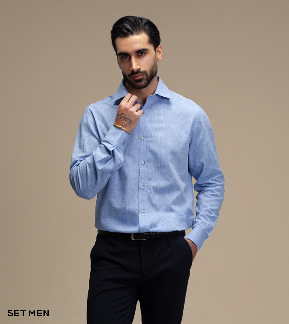 پیراهن مردانه لینن آستین بلند