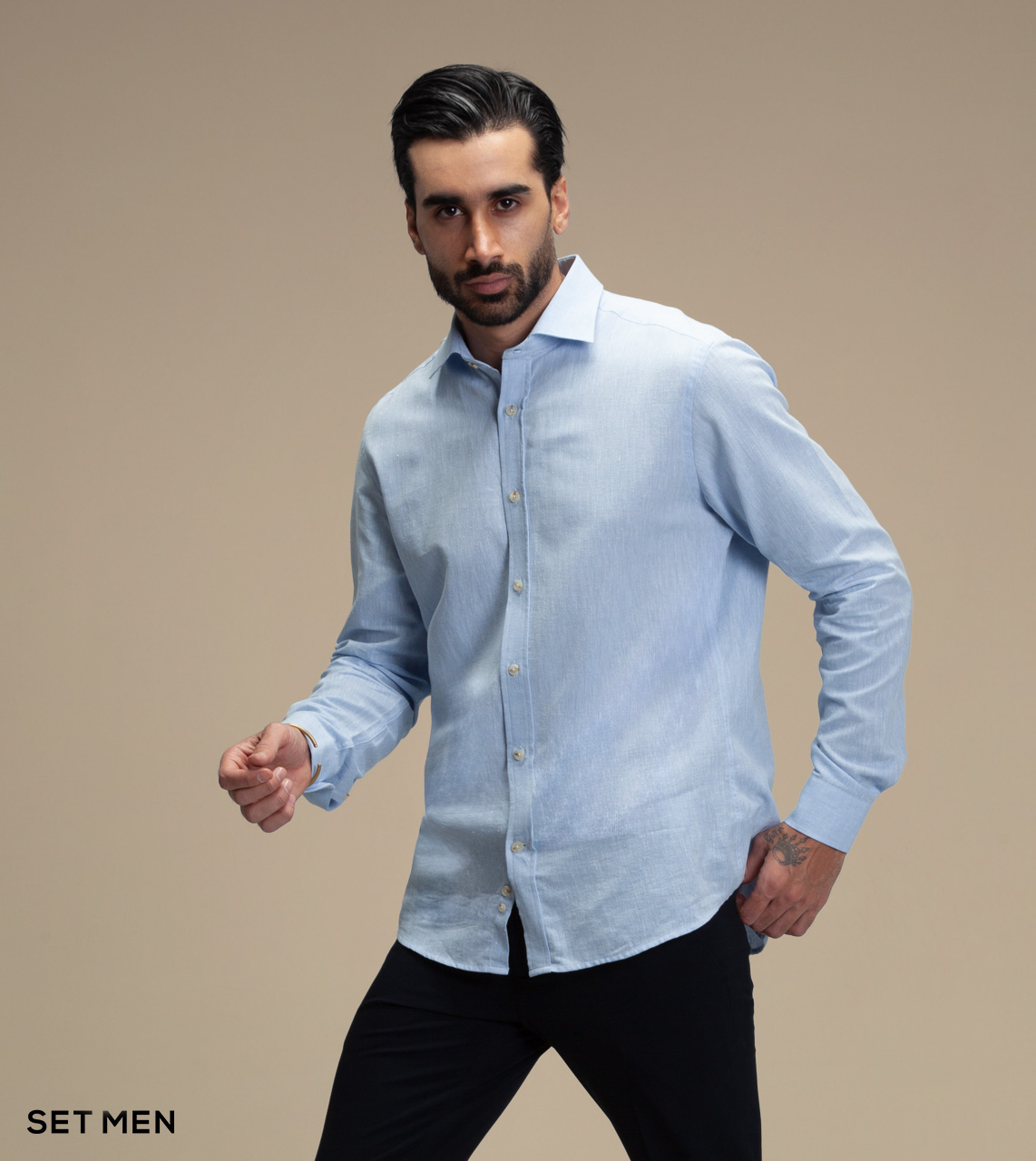 پیراهن مردانه لینن آستین بلند