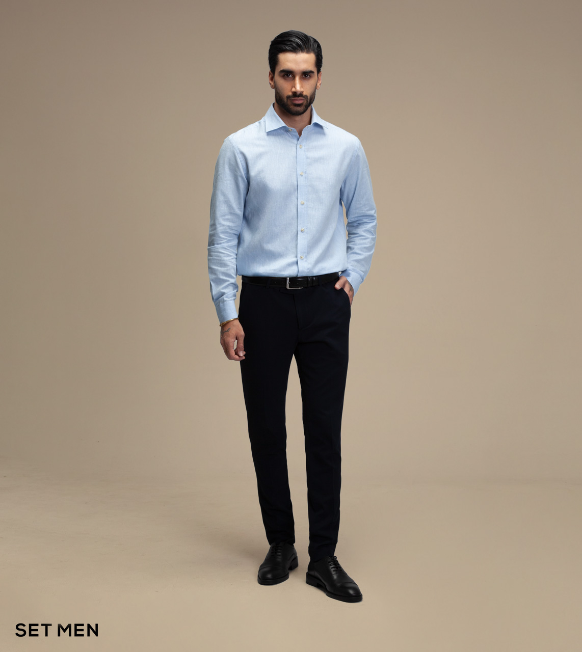 پیراهن مردانه لینن آستین بلند